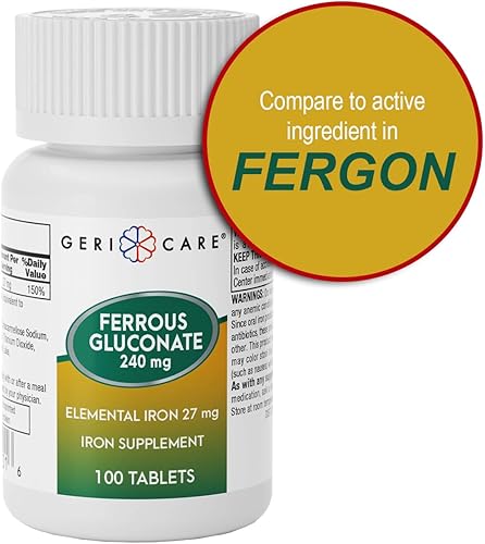 Miniatura 6 de Gericare Hierro 27 mg de gluconato ferroso 240 mg botella de 100 unidades (paquete de 1)