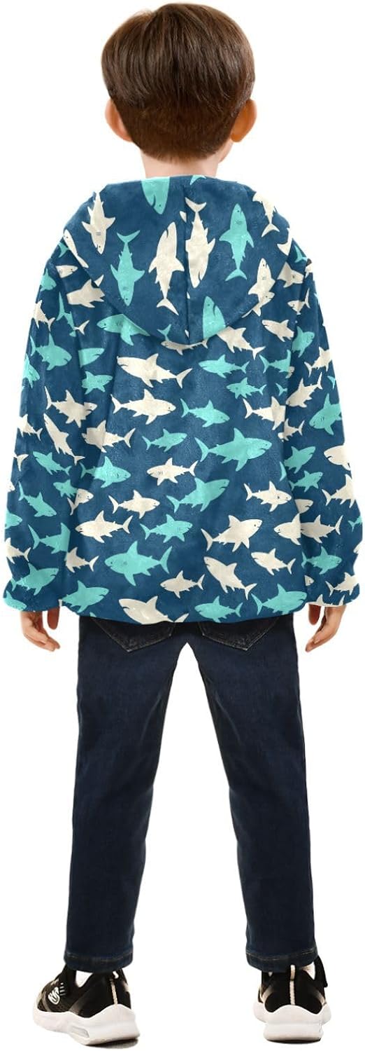 Blue Shark Toddler Spring Jackets Plush Lined Baby Coat Navy Blue Trendy Baby Boys Clothes