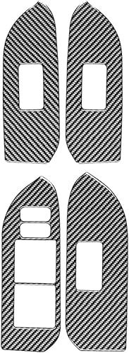 ZWENDE Adhesivo para panel de interruptor de elevación de ventana de puerta de automóvil, adhesivo de fibra de carbono negro para Toyota Land