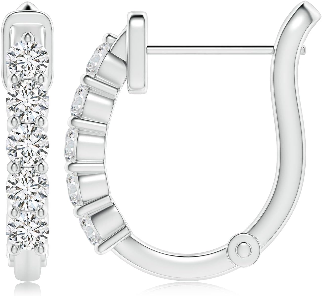 ANGARA Diamond Hinged Hoop Earrings in 14K Solid Gold/Platinum | Natural Diamond Hoops for Women | April Birthday, Anniversary Jewelry Gift