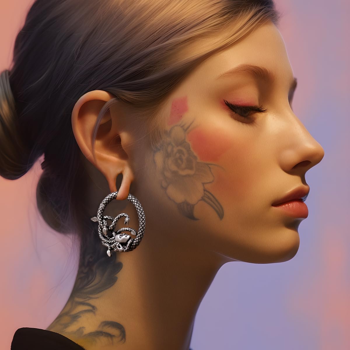 ERKUOO 1 Pair Skull Ear Weights Hangers for Stretched Anti-allergic Hoop Ears Gauges Ear Plugs Tunnels Body Piercing Jewelry