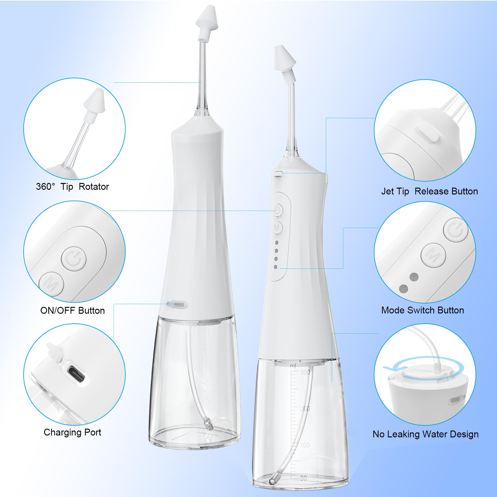URAQT Kit d'irrigation nasale, Pot Neti électrique Lavage de Nez, Kit Lavage de Nez Adulte/Enfant avec 4 Douche Nasale et 40 sachets de sel, Kit Sinus Rinse/Irrigation Nasale/Neti Pot（Transparent）