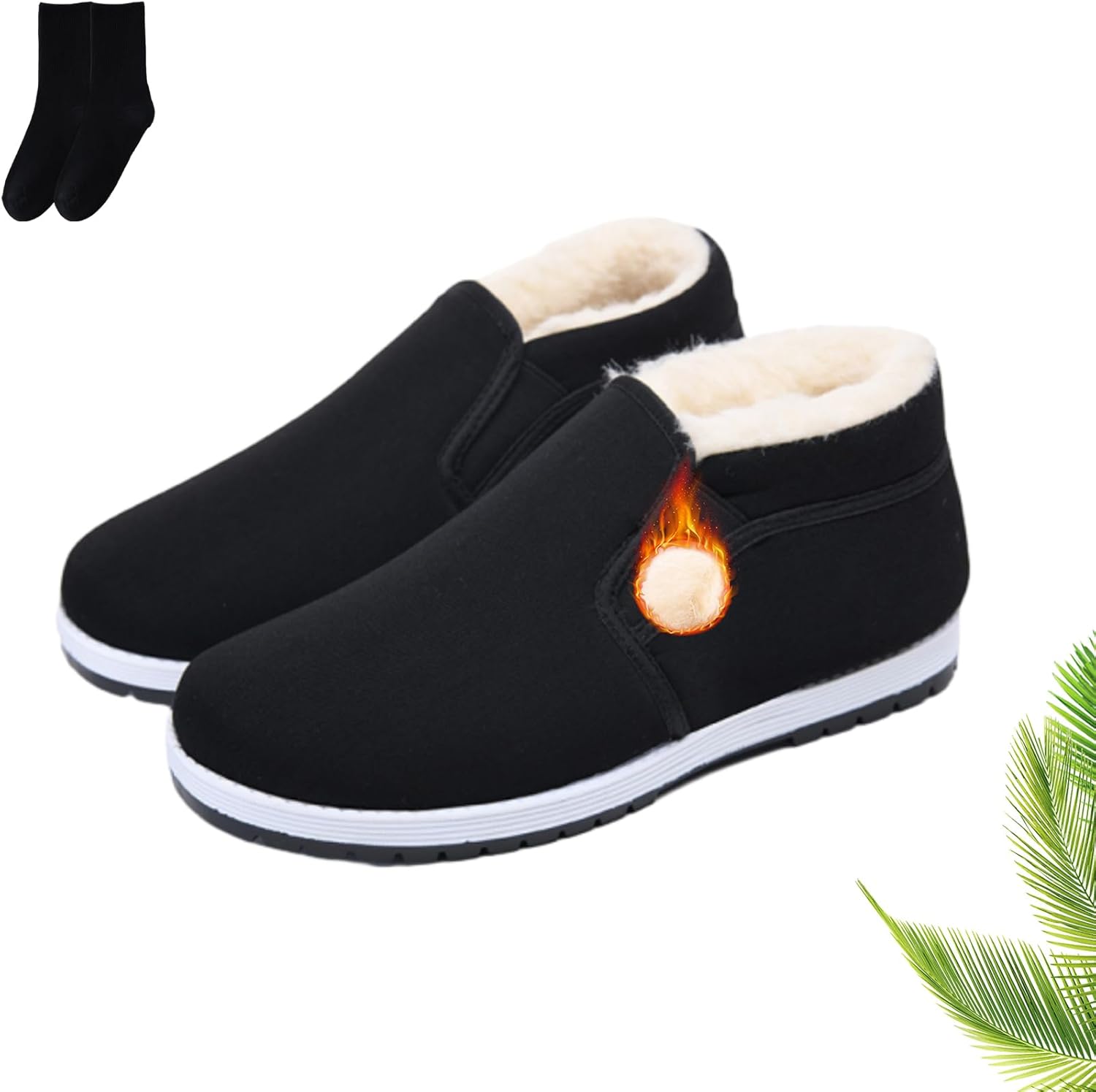 Thermal Anti-Slip Orthopedic Winter Shoes Men, Lightweight Casual Slip-On Fur Lined Walking Snow Boots for Outdoor and Indoor, Comfortable Warm Fleece Lined Flat Home Shoes