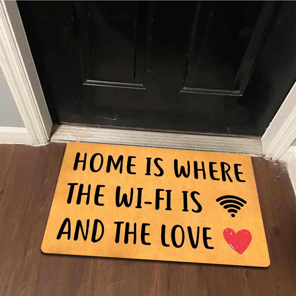 Divertido felpudo de bienvenida para entrada interior, 45,7 cm de ancho x 76,2 cm de largo, tapete de bienvenida para puerta delantera, tapete de regalo de bienvenida (Home is Where is the Wi-Fi is