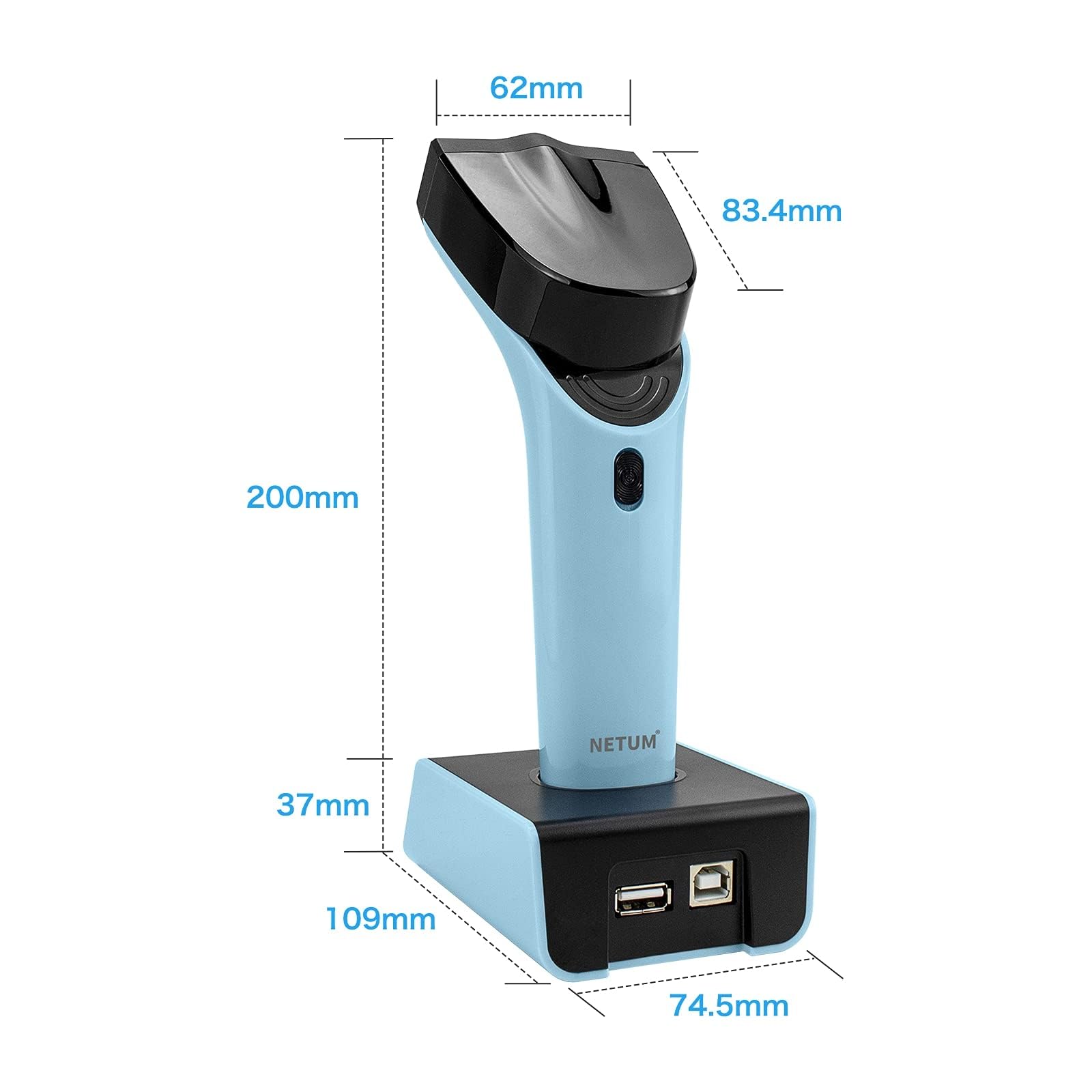 NETUM DS7500 Escáner de código de Barras 2D inalámbrico Bluetooth, Base de Carga, Memoria incorporada Funciona con Mac OS, Windows, iOS, Android, transferencias de hasta 50 Metros