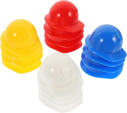 jojofuny Sombrero duro de construcción 40pcs Mini sombrero de construcción plástico mascota miniatura muñeca sombreros