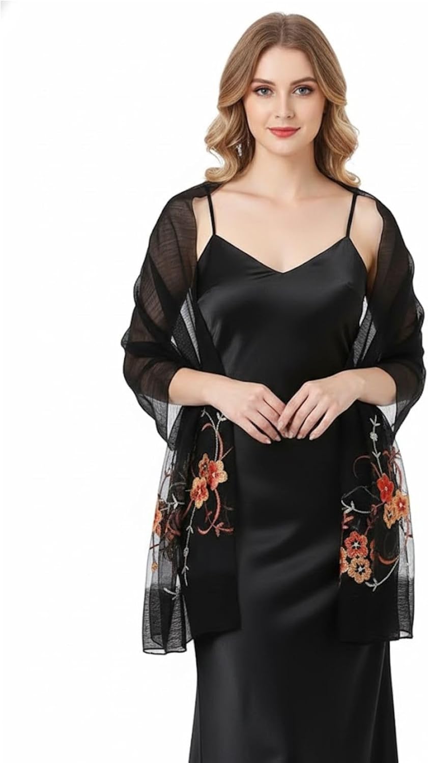 STARWHISPER Women Silk & Wool Long and Large Scarf Shawl Wrap For Evening Dress - Image 2