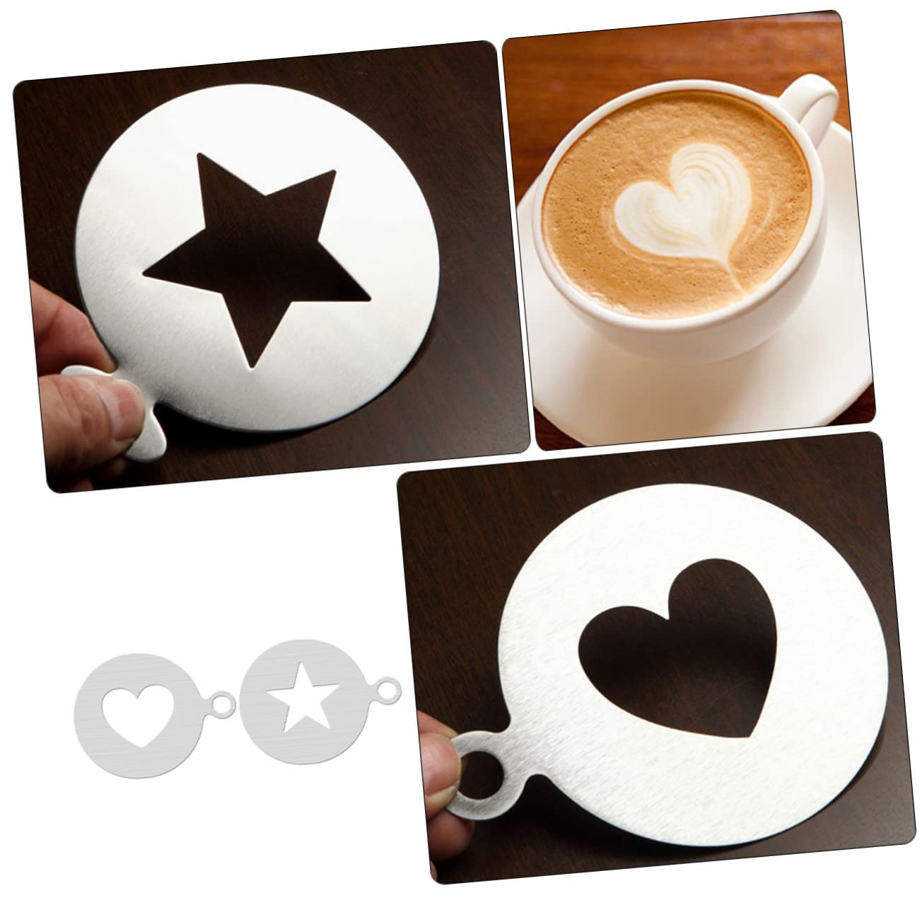BRIGHTFUFU DIY Cappuccino Latte Art Stencils Metal Latte Art Mold Milk Foams Templates