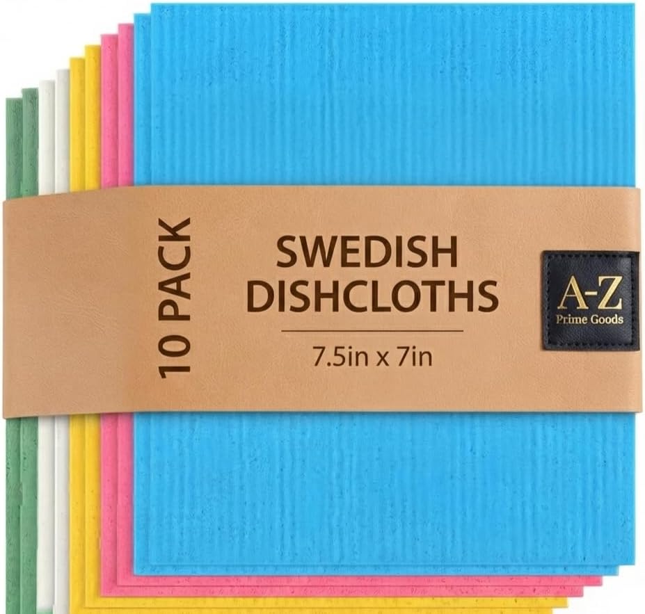 Premium Swedish Dishcloths 10 Pack - Cellulose Reusable Cleaning Cloths