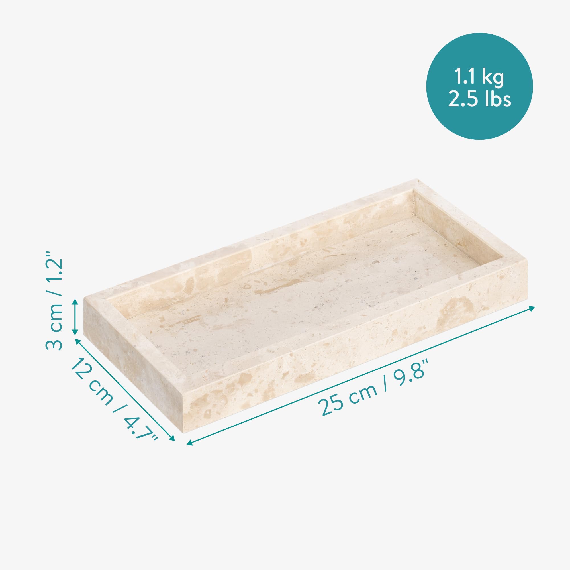 Vassoio In Travertino 30x20 Cm - Portaoggetti Elegante Per Bagno, Camera O Ingresso - Foto 11