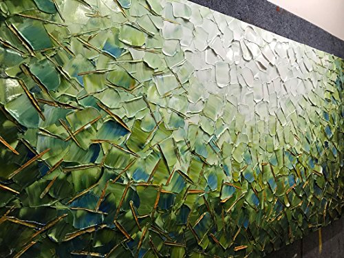 Yotree Paintings, 24X48 Inch Paintings Oil Hand Painting 3D Hand-Painted On Canvas Abstract Artwork Art Wood Inside Framed Hanging Wall Decoration Green Teal Abstract Painting #TOP1
