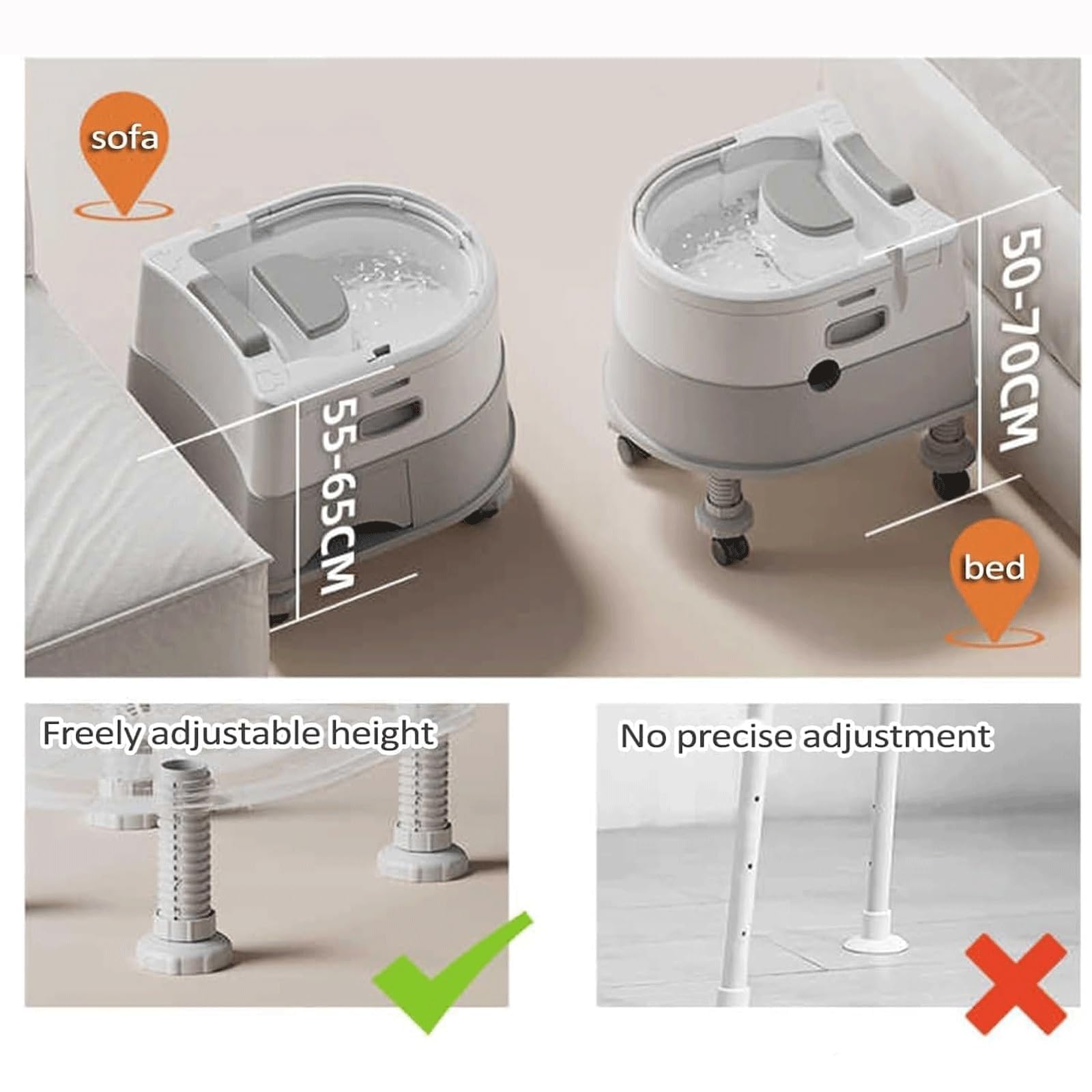 Attrezzatura Spa Capelli Termostatica, Lavabo Shampoo con Serbatoio 10L | Con Poggiatesta Regolabile in Altezza e Mobile, Doccia Ricaricabile & Tubo di Scarico da 40mm & Ruote, per Casa(brown)
