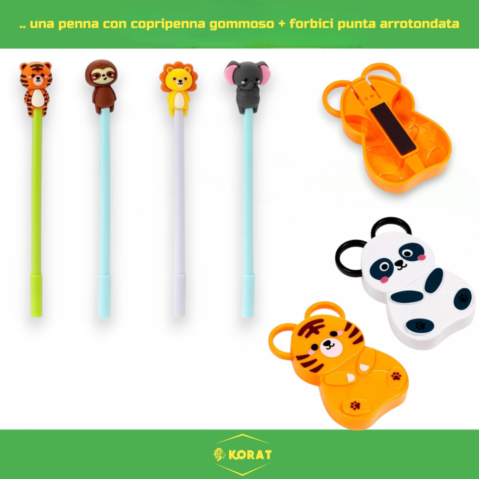 KORAT Pasqualone Sorpresa Bambini Uovo di Pasqua Gigante Tema Animali Kawaii Kit Cancelleria Completo, Set Scuola Animali, Gadget Panda Tigre Leone, Regalo Pasqua