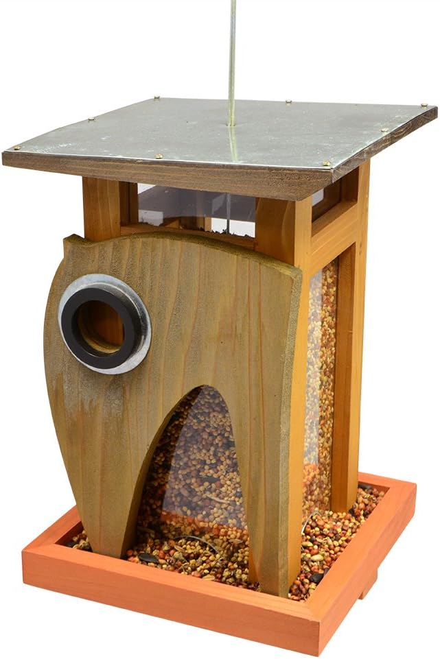 Rosso's International Art Deco Cedar Birdfeeder, 6.25 by 6-Inch