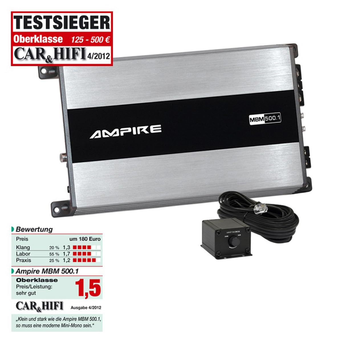 AMPIRE Endstufe, 1x 500 Watt, Class D (3.Generation)