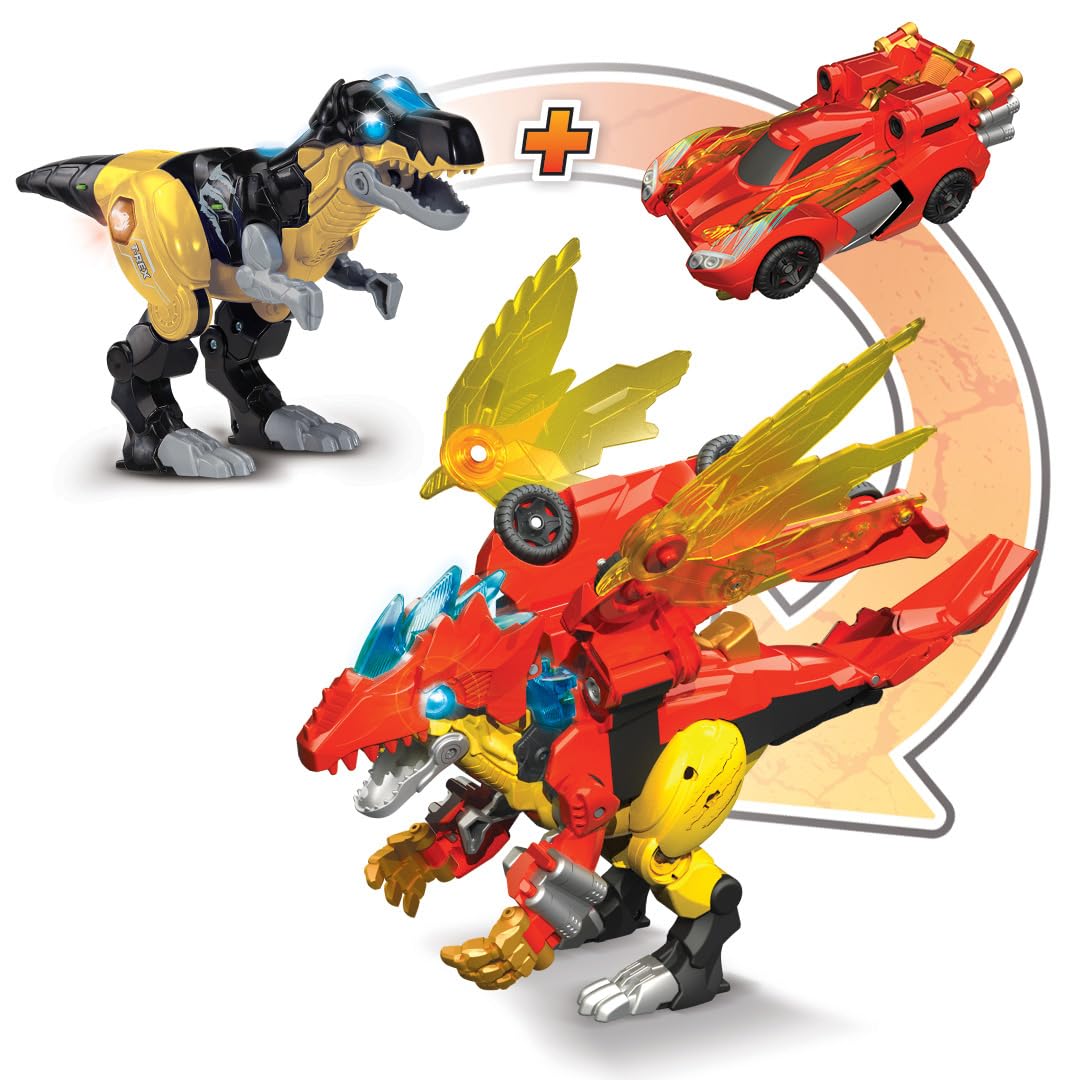 VTech - Switch&Go Dinos DragoRex 2 en 1 Dinocar, Coche y Dinosaurio Transformable, Juguetes Electrónicos Niños +3 Años, Ruge y Lanza Fuego, +60 Sonidos y Frases, Versión ESP