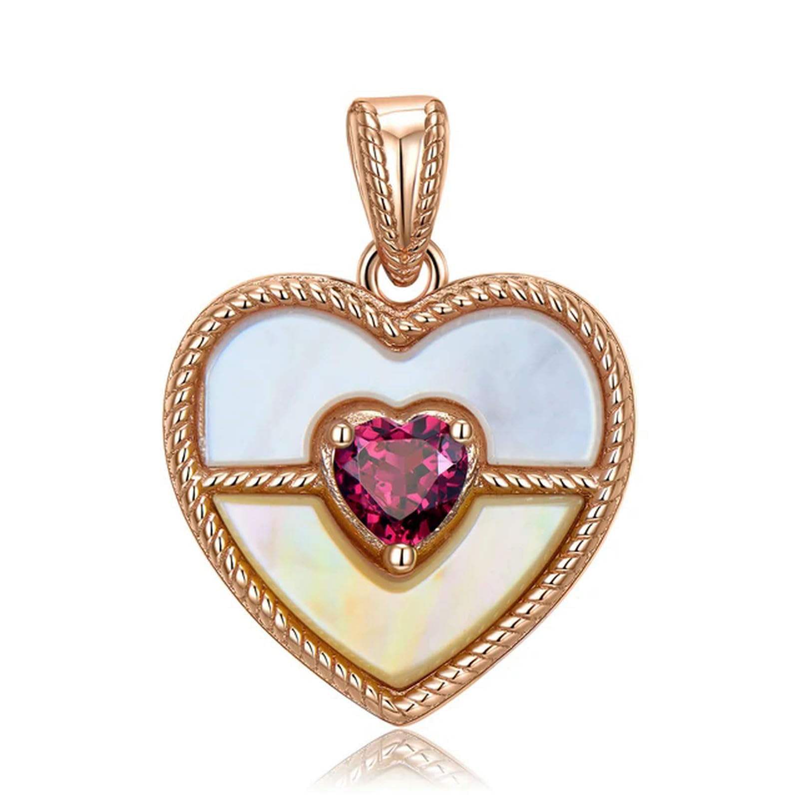 Collier argent avec pendentif cœur rose et or de luxe - 4