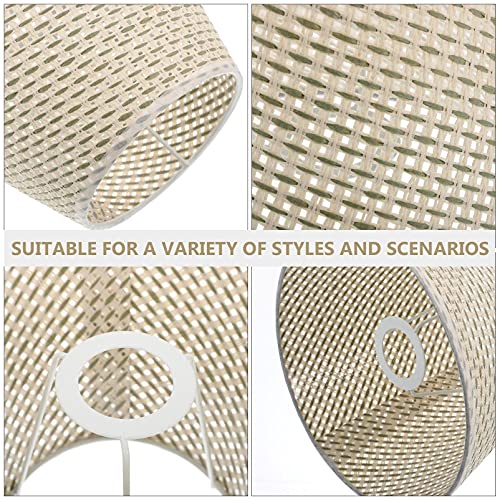 Osaladi Vintage Decor Woven Lamp Shade, Pastoral Style Lamp Cover Decorative Rattan Lampshade Handmade Cover Lamp Accessories For Table Lamp, Floor Lamp, Hanging Light (Beige) Lamp Shades #TOP1