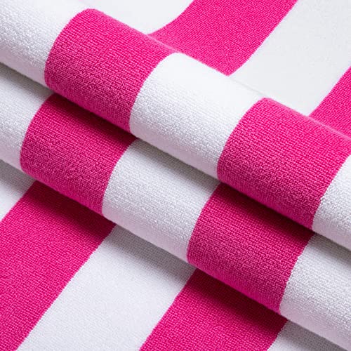 Cabanana Large Oversized Beach Towels - Cotton 35 X 70 Inch Pink Lateral Striped Fluffy Pool Towel, Plush Summer Swimming Cabana Towel #TOP1