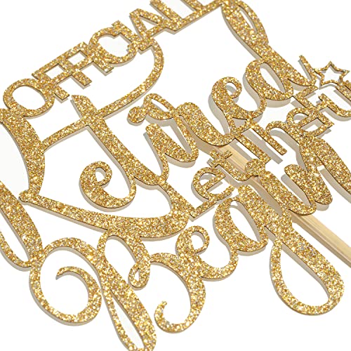 Glitter Officially Retired Let The Fun Begin Cake Topper - Happy Retirement Cake Decorations, The Legend Has Retired Cake Retirement Party Supplies Gold #TOP6