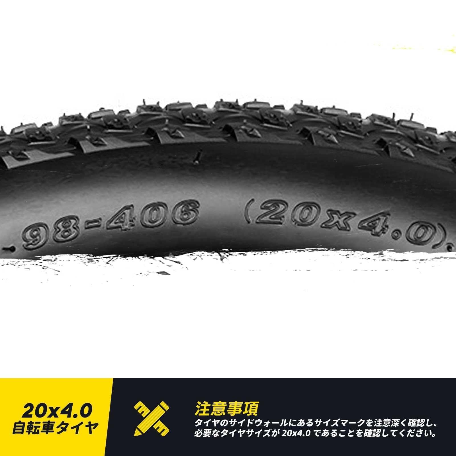 20x4.0 Pneumatico Bici Tubeless Antipuncture, 20 4.0 Pneumatico Tutto Terreno con Parete Rinforzata e Gomma Spessa per Neve, Sabbia, Fango, Aderenza Alta, Durevole(1PC)