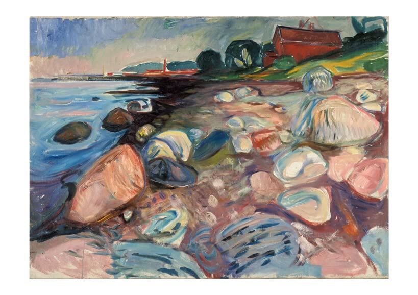 Affiche Edvard Munch Shore with Red House encadrée pour habiller un petit mur sans éclat