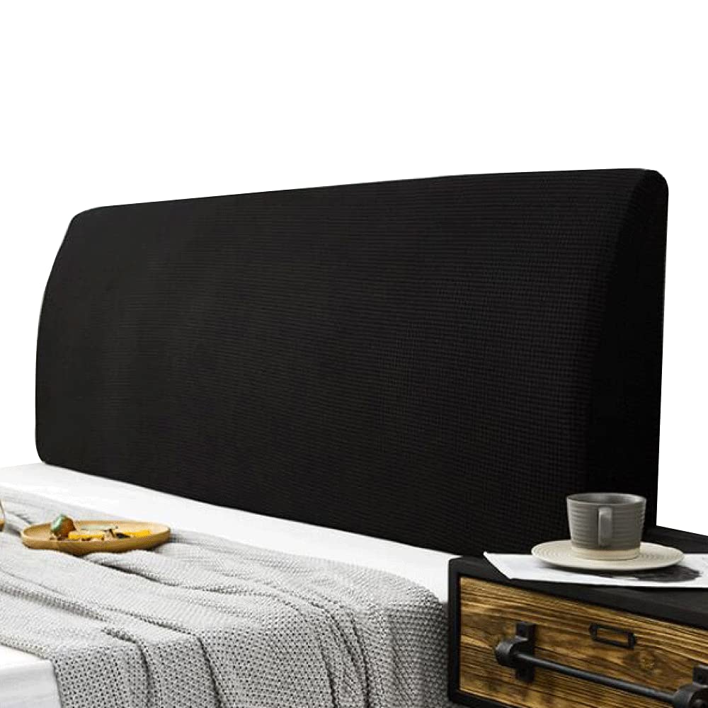 Elastic Bed Headboards Slipcover Single Double Queen King Size Bed Head Cover All-inclusive Headboard Cover Wooden/Leather/Fabric Bed Head Back Protection Decoration,Black-Length:150-170cm