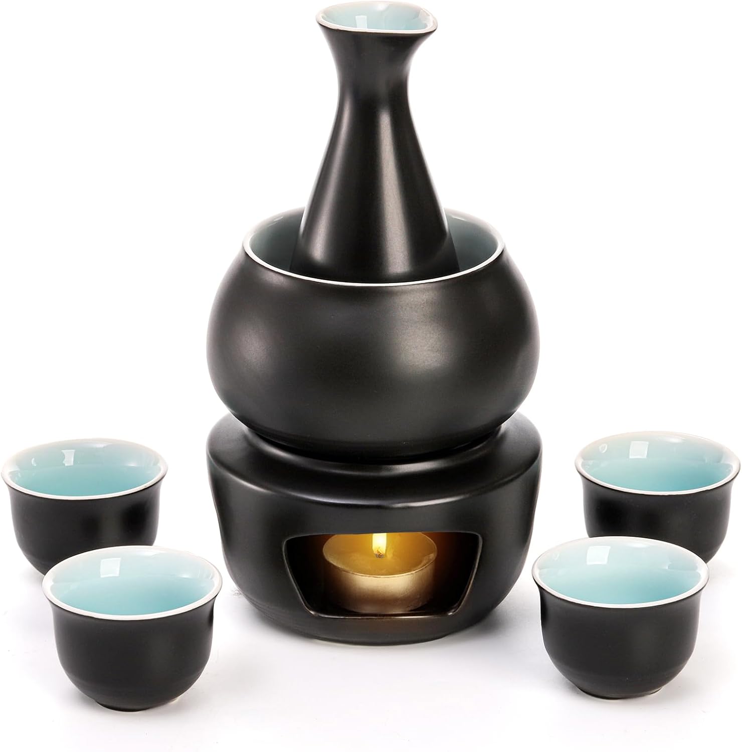 Amazon.com | Foraineam Ceramic Sake Set with Warmer, Japanese Style ...