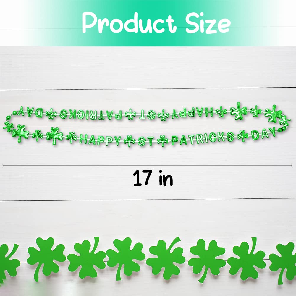 CAMIRUS 20 PCS St. Patrick's Day Shamrock Bead, Metallic Green Happy St. Patricks Day Beads for Kids Dressing-up Accessories, St. Patrick Party Favors Supplies
