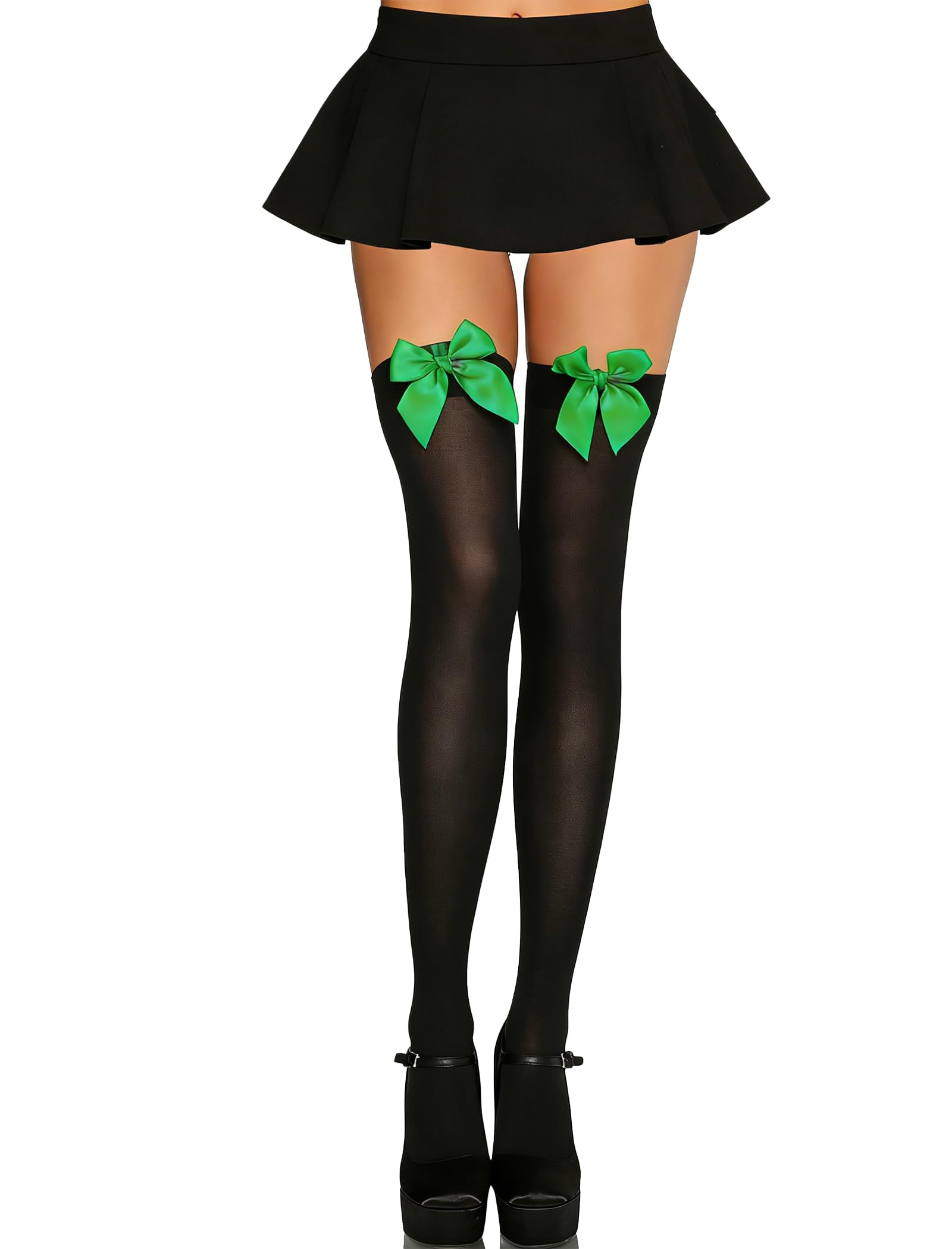 Avidlove Sexy Satin Bow Accent Opaque Thigh Highs Socks Long Stockings