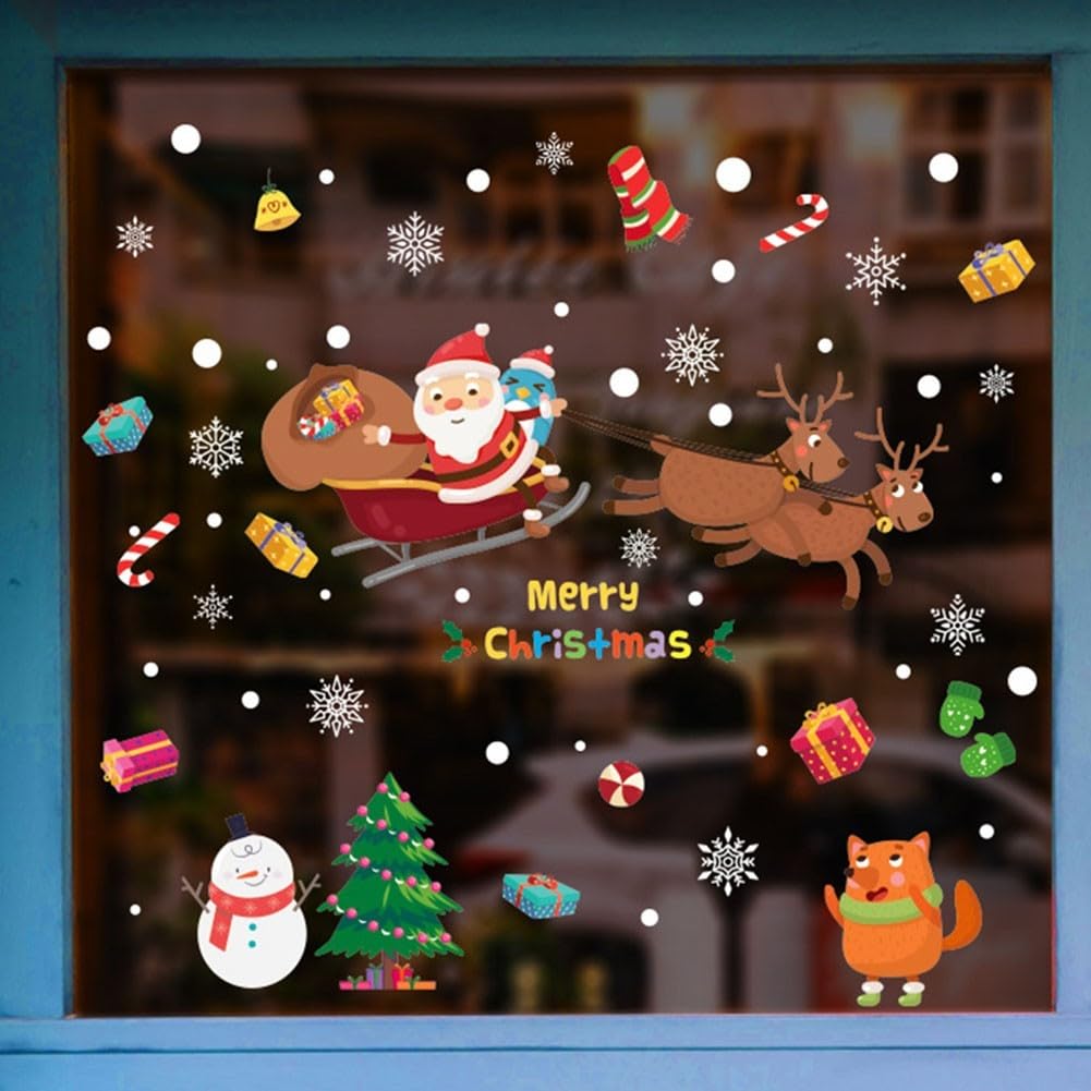 Sticker mural Père Noël pour vitrine et maison - Créez une ambiance de Noël chaleureuse