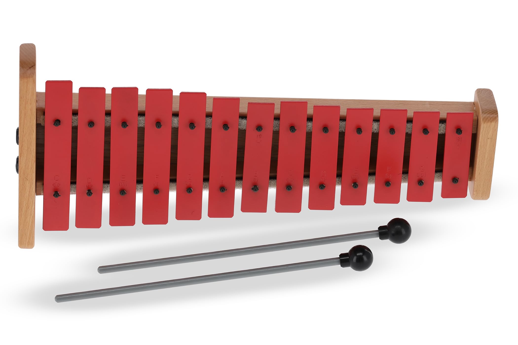GEWA, Glockenspiel G13, G13R Piastre rosse, Estensione C''-A''', Con borsa e porta-battenti, Con due battenti in legno, Lega d'acciaio speciale