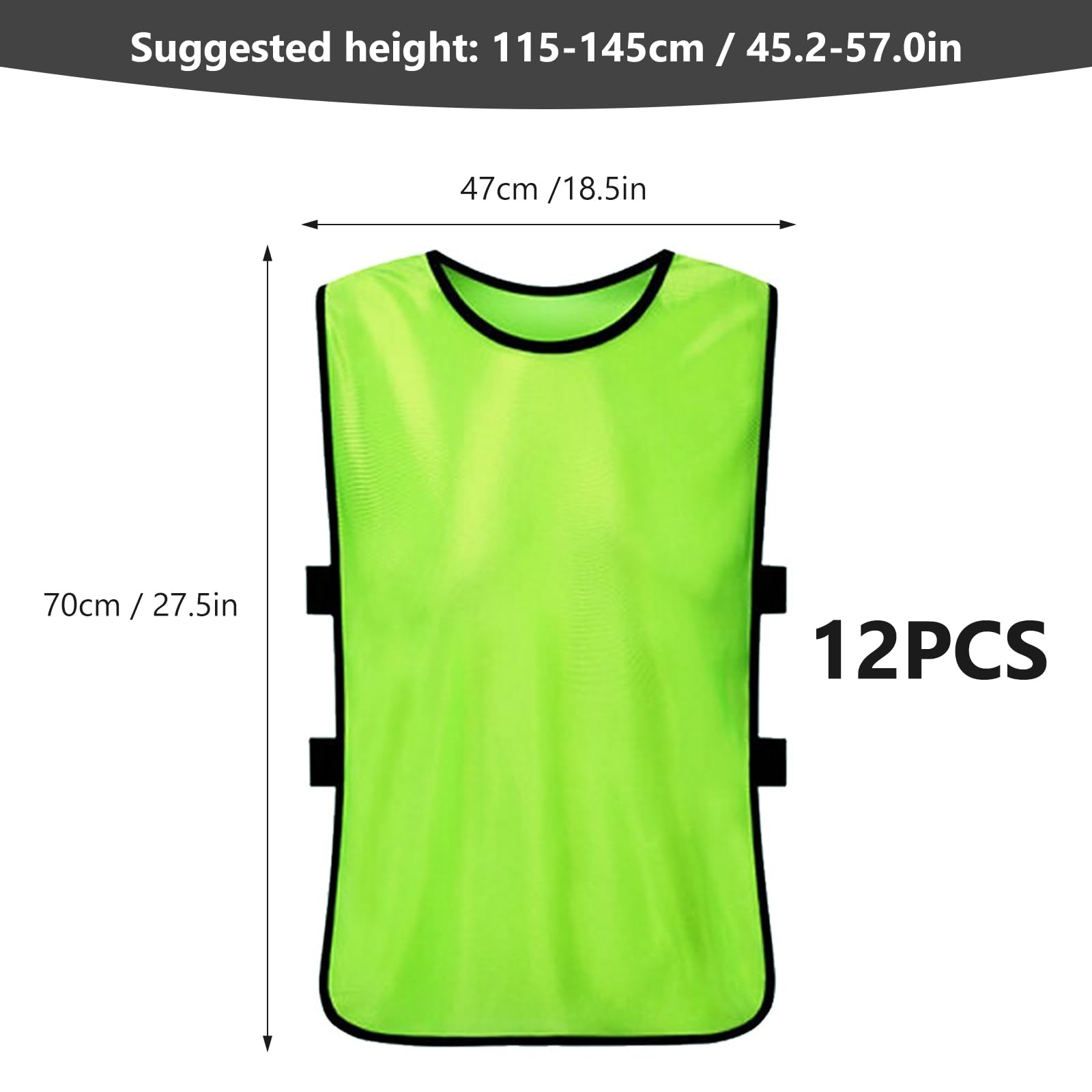 PORFOYO Calcio, 12 Pezzi Casacche, Pettorina, Riutilizzabile, Bavaglini, Gilet Da Allenamento, Formazione (Verde, Allenamento)