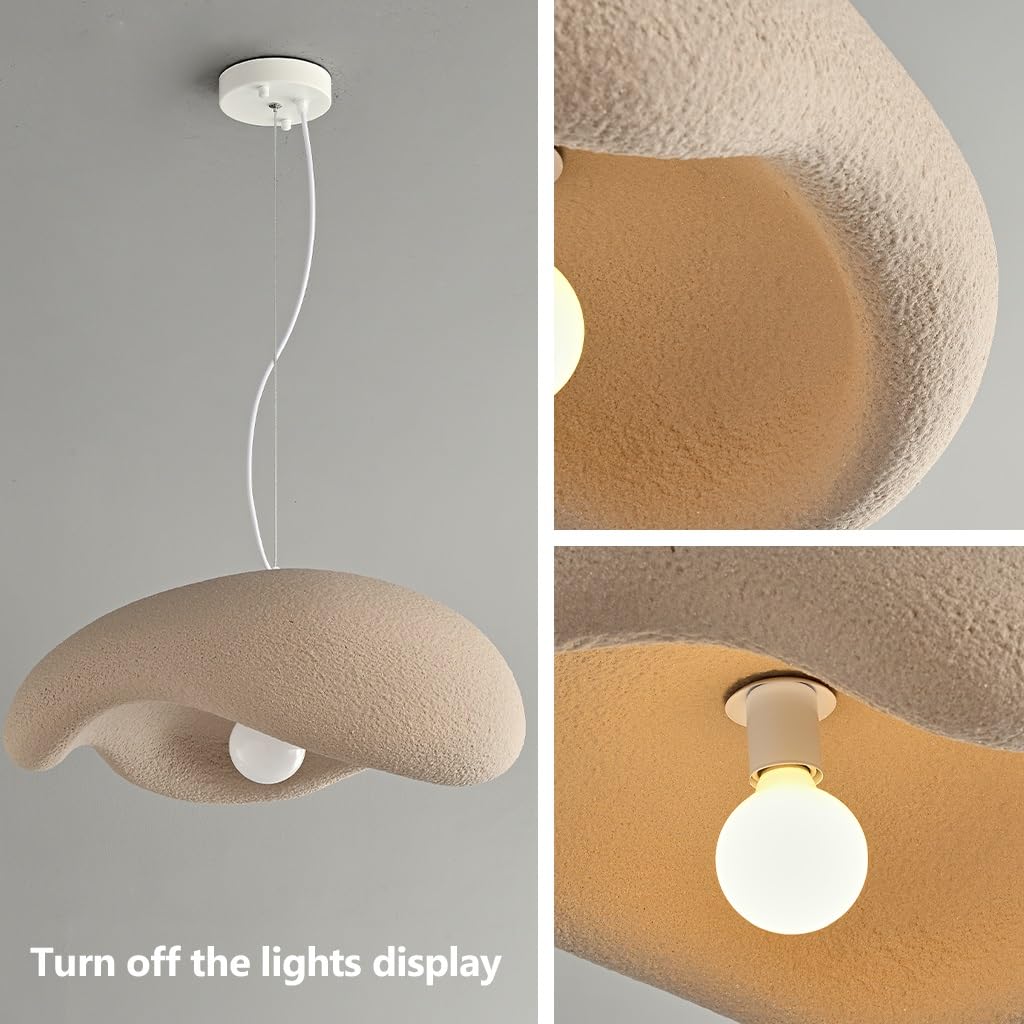 Lumière Suspension Moderne Wabi Sabi Lampe Suspension Créative Unique En Forme De Nuages E27 Lustre Réglable Pour Salle À Manger Cuisine Îlot Éclairage Bracken Brown(30cm)