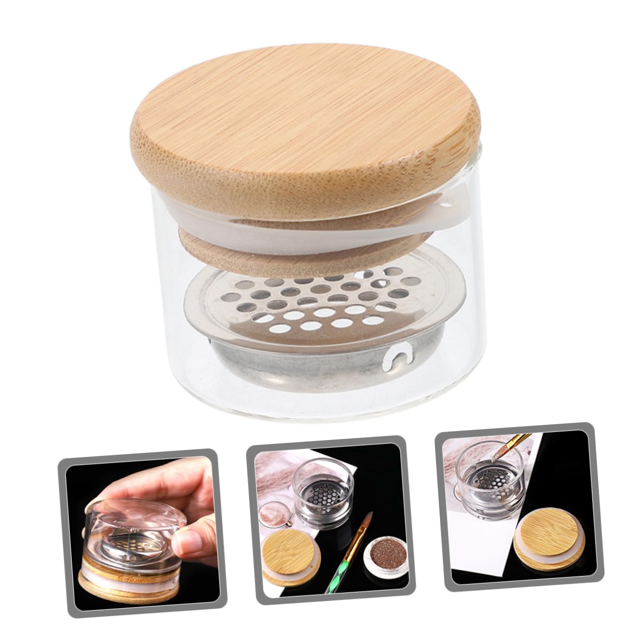 HAPINARY 2pcs Glass Nail Art Cup Manicure Nail Dish Lid Art Accessories Acrylic Tools