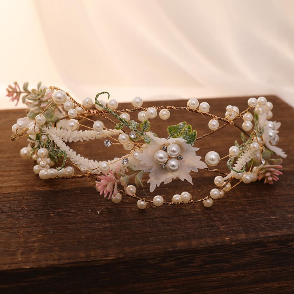 Floral Cloth Headband Bridal Hair Accessories Wedding Party Photo Prop Amazon.com : Catery Flower Bride Wedding Headband Silver  main image 3