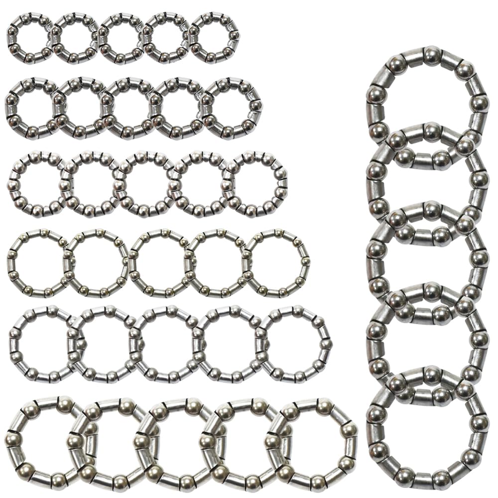 Yuauy 5 Sets of 7 Kinds Bike Ball Bearing Headset Retainer Crank Caged Wheel 4mm to 8mm / 1/6” to 1/3“ Repair Accessories