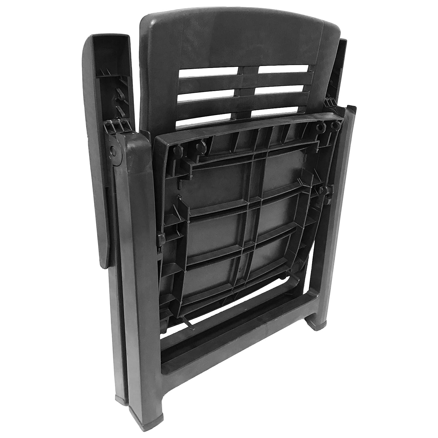 Mojawo 3-teilig Outdoormöbel Gartengarnitur Campingmöbel Gartentisch Kunststoff 100x70cm H72cm + 2 Klappstühle 5 Positionen Anthrazit