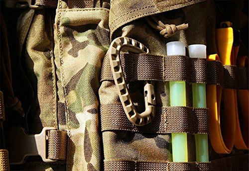 Ekloen 6Pcs Plastic Light Weight D-Ring Carabiner Hanging Hook Clip For Backpack Outdoors With Free Cable Organizer (Brown) #TOP4