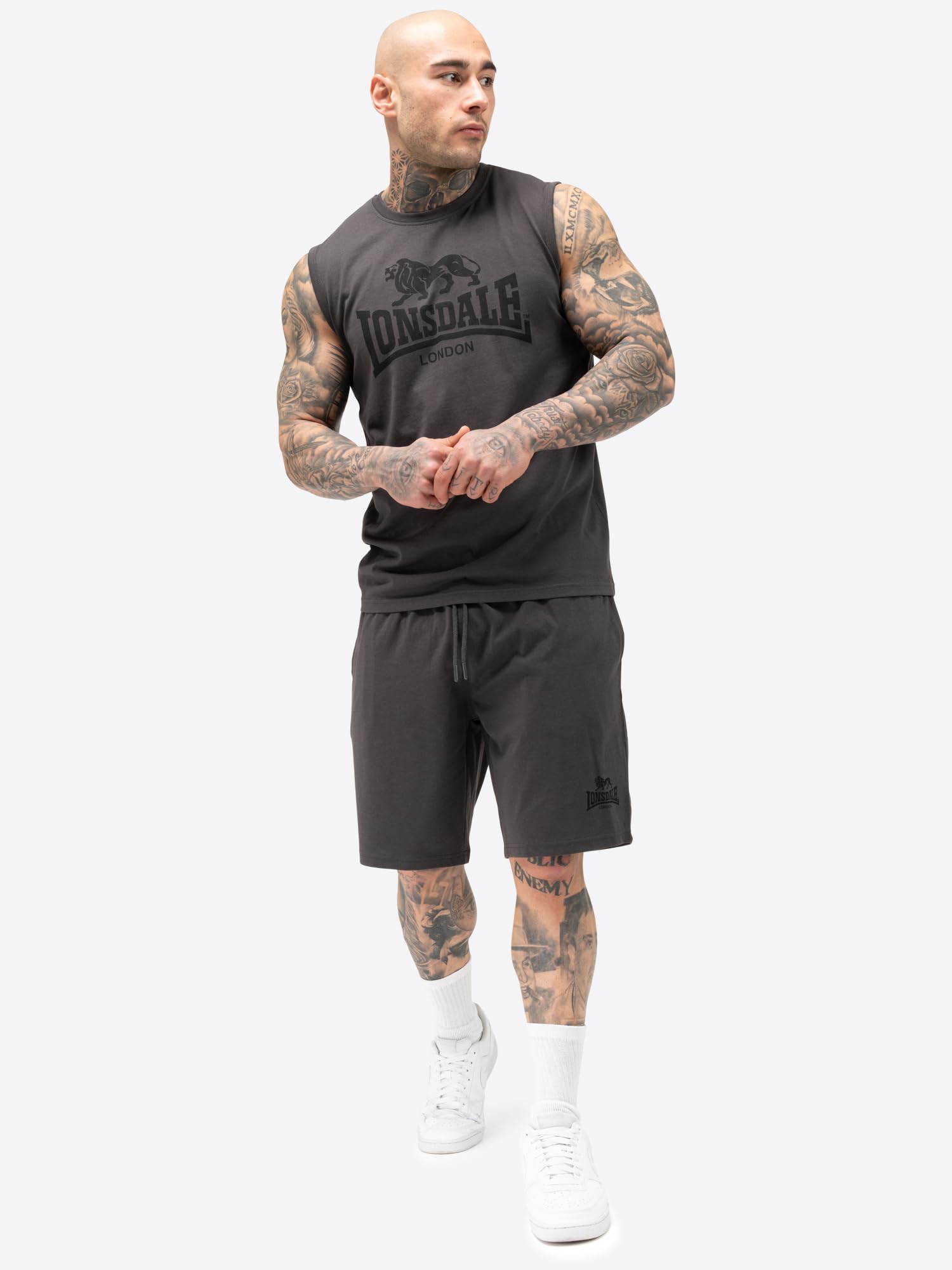 Lonsdale Herren Ärmelloses T-shirt & Shorts Set Normale Passform Allanton Ensemble t-shirt et short sans manches pour homme, coupe normale, Allanton Homme (lot de 1)