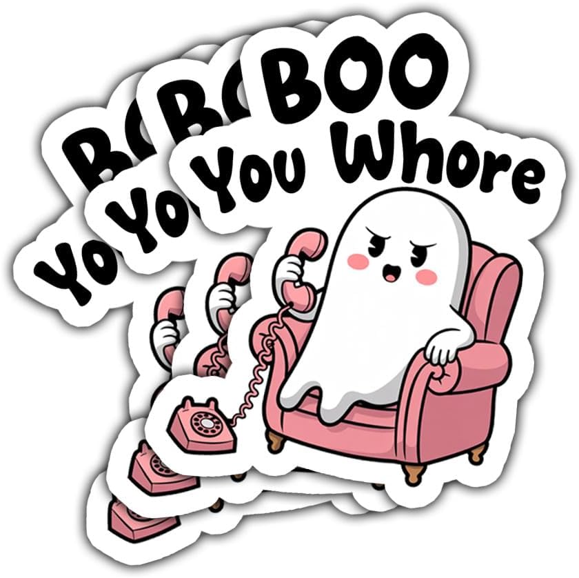 3Pcs Boo You Whore Sticker Funny Ghost Retro Phone Boo You Whore Stickers
