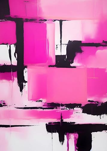 Miniatura 2 de Alfombra moderna contemporánea abstracta negra y rosa suave para sala de estar, dormitorio, comedor, alfombra Art Deco de 10 x 14 pulgadas,