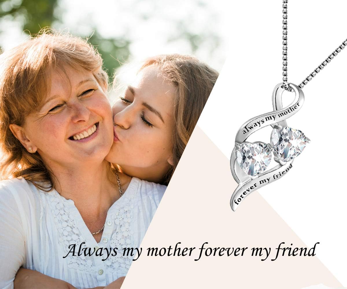 Mothers Birthday Gifts 925 Sterling Silver Always My Mother Forever My Friend Mother Son Love Heart Pendant Necklace,Mom Daughter Jewelry Gifts - Image 5