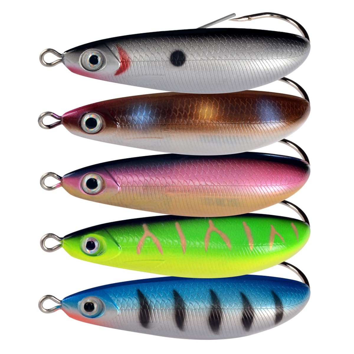 AMHDV Weedless Minnow Hard Lures Topwater Fishing Bait for Freshwater Saltwater (Pack of 5) (18g/0.64oz)