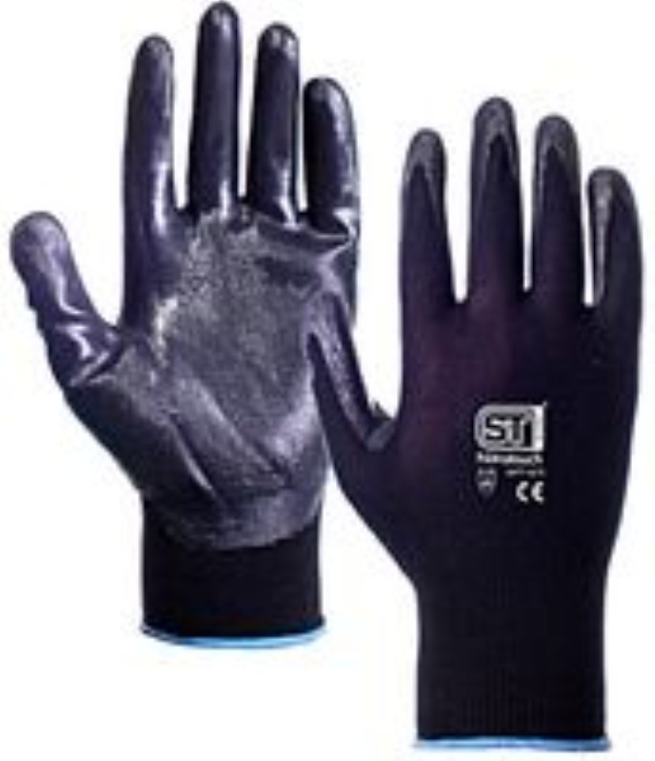 12 Pairs Supertouch Nitrotouch Nitrile Palm Coated Nylon Gloves Medium
