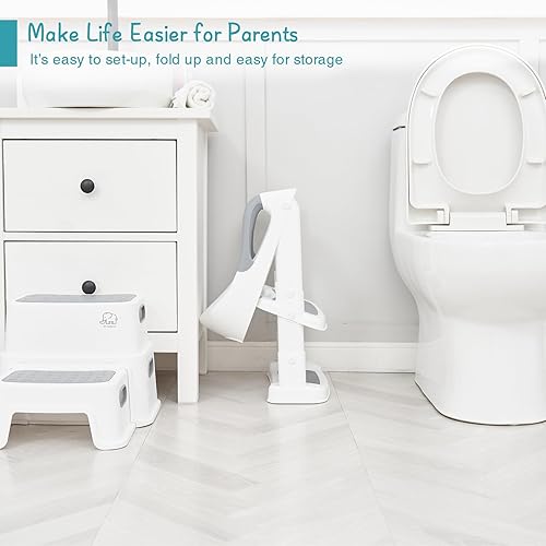 Miniatura 5 de Forbena Asiento de inodoro de entrenamiento para ir al baño con escalera, asiento de baño para niños y niñas, asiento de entrenamiento de inodoro