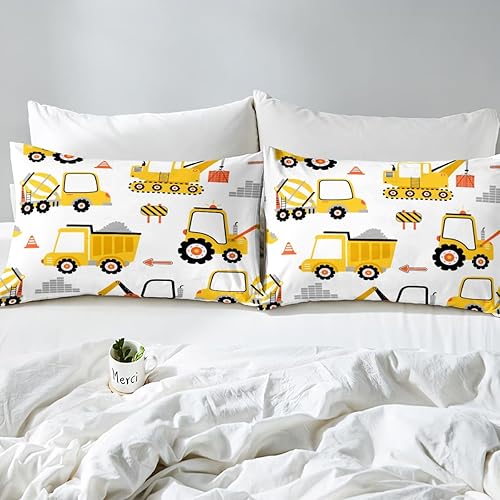 Miniatura 4 de Juego de ropa de cama de coche de dibujos animados para niños, juego de funda de edredón de construcción para niños, camiones, funda de edredón