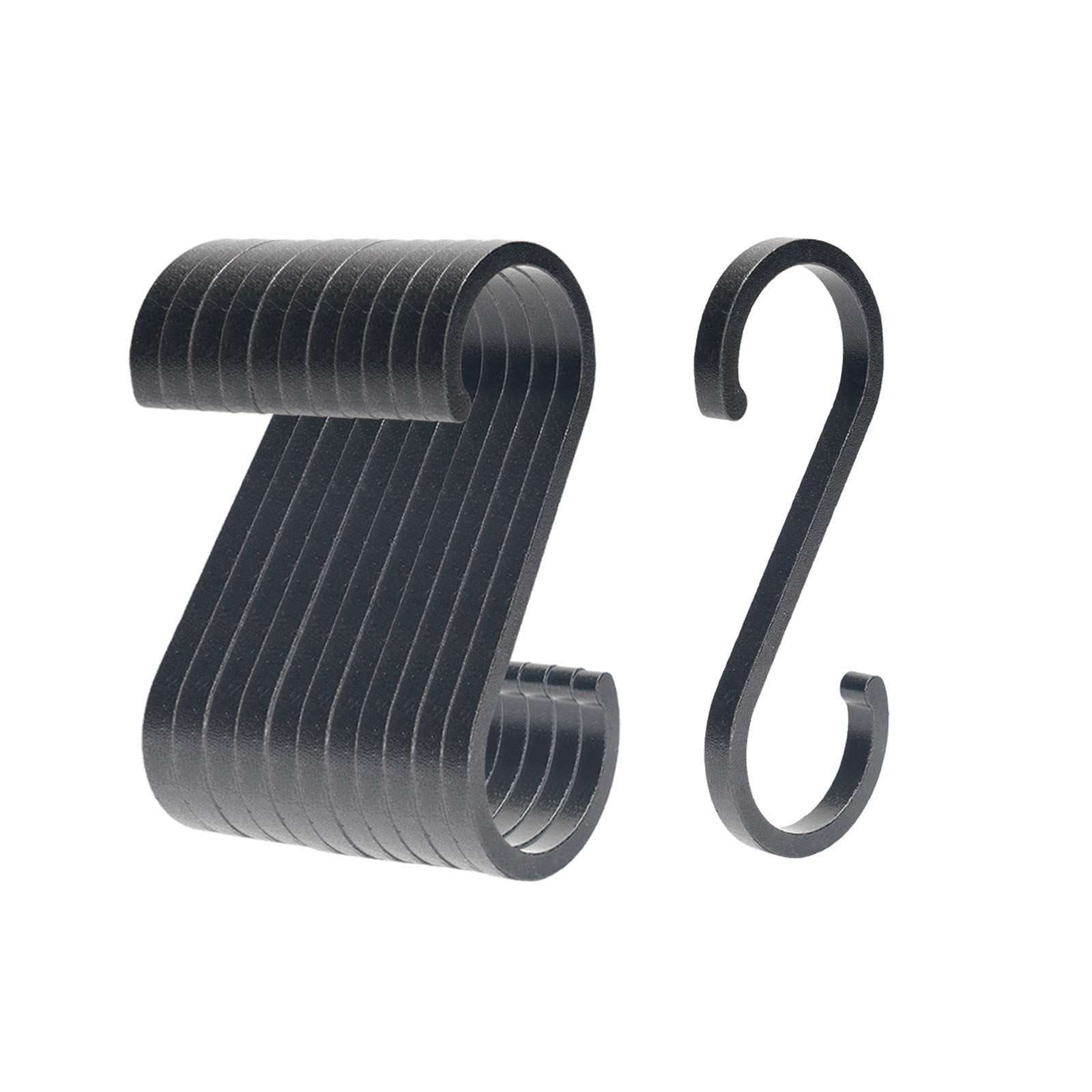 WINCANG 12 Pack S Hooks Black Aluminum S Shaped Hooks Heavy Duty Lightweight S Hanging Hangers Hooks for Pots, Pans,Plants, Cups, Bags,Clothes,Towels