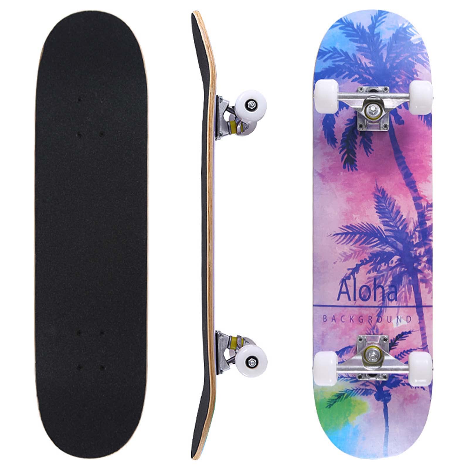 Standard Skateboard 31Inch Complete Retro Skateboards for Beginners Kids Teens Adults 7 Layers Canadian Maple Wood Deck Skate