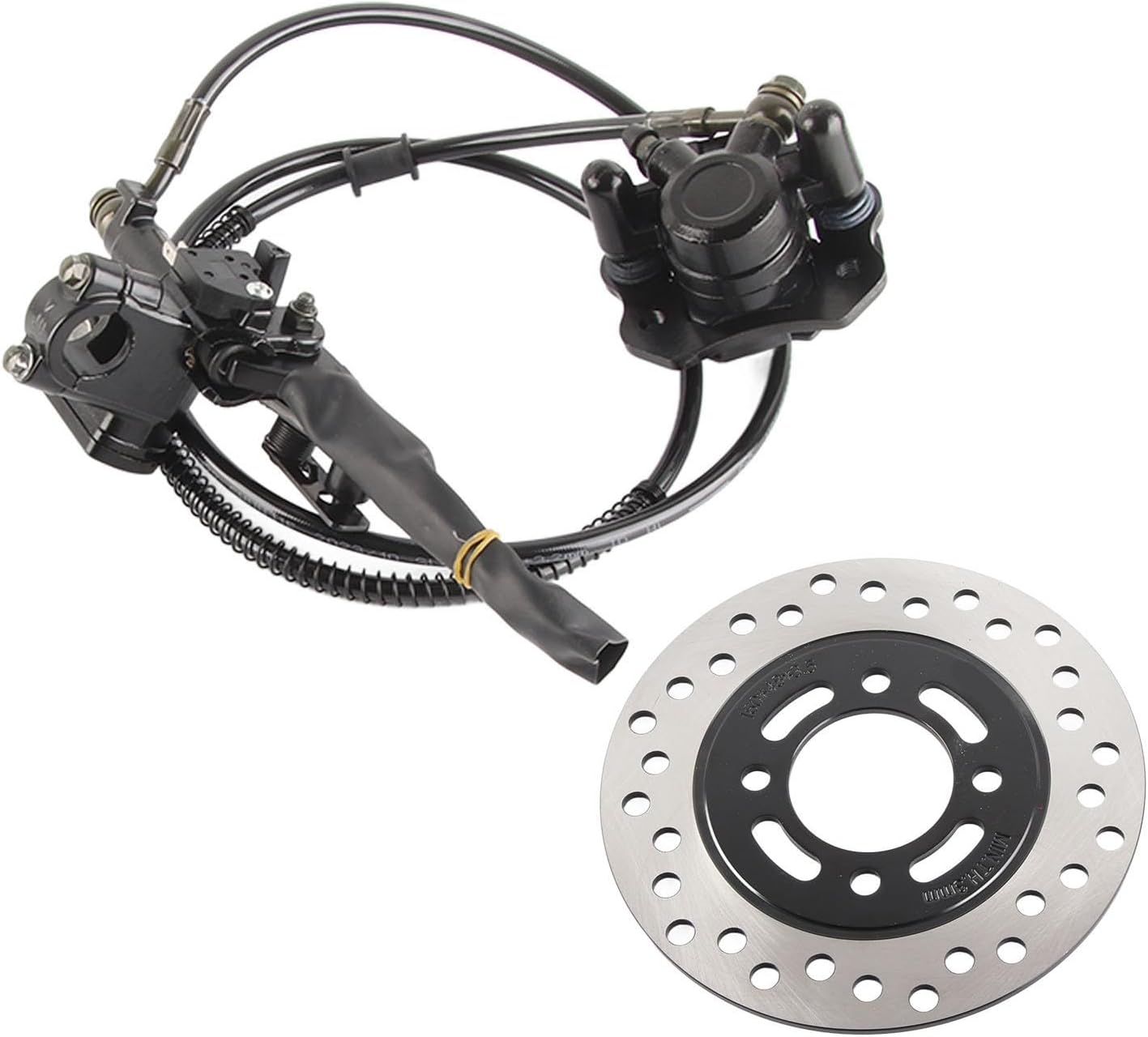 Rear Hydraulic Disc Brake Caliper, Rear Hydraulic Disc Brake System with Caliper, Brake Disk Rotor and Pad, Brake Master Cylinder Caliper Assembly for Quad Bike ATV